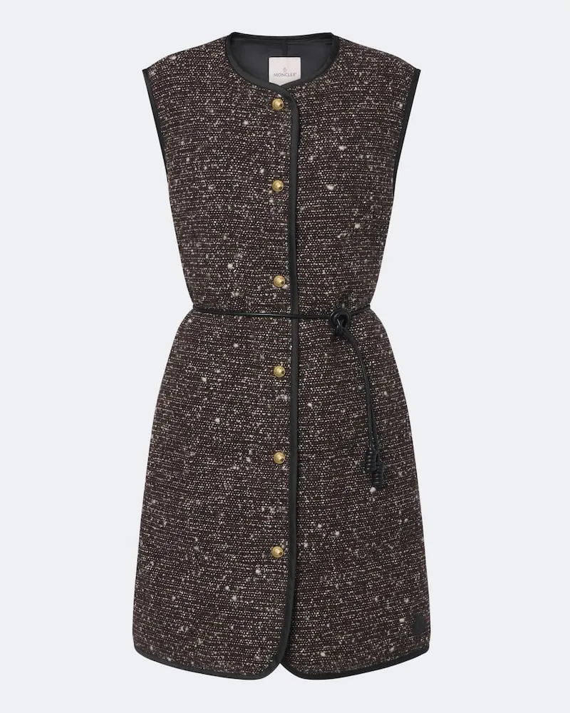 Moncler Daunenweste Figurative mit Tweed Schwarz