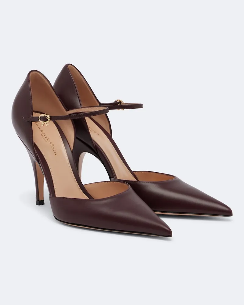 Gianvito Rossi Pumps Sofia D'Orsay aus Leder Burgunderrot