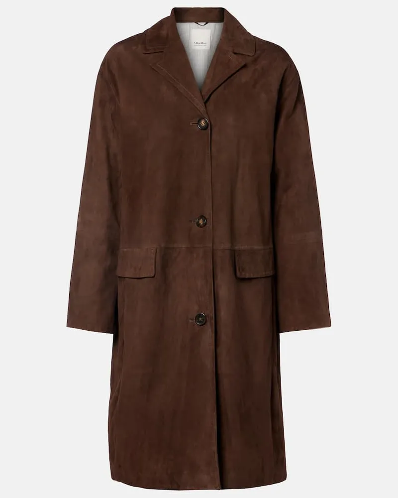 Max Mara Mantel Smmrottensia aus Veloursleder Braun