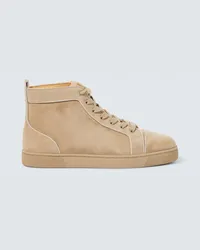 Christian Louboutin High-Top Sneakers Louis aus Veloursleder Beige