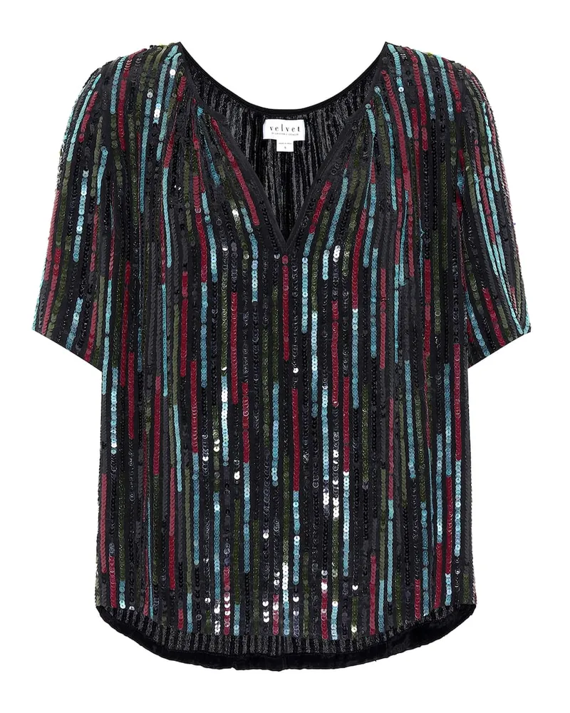 Velvet Top Nikky mit Pailletten Schwarz
