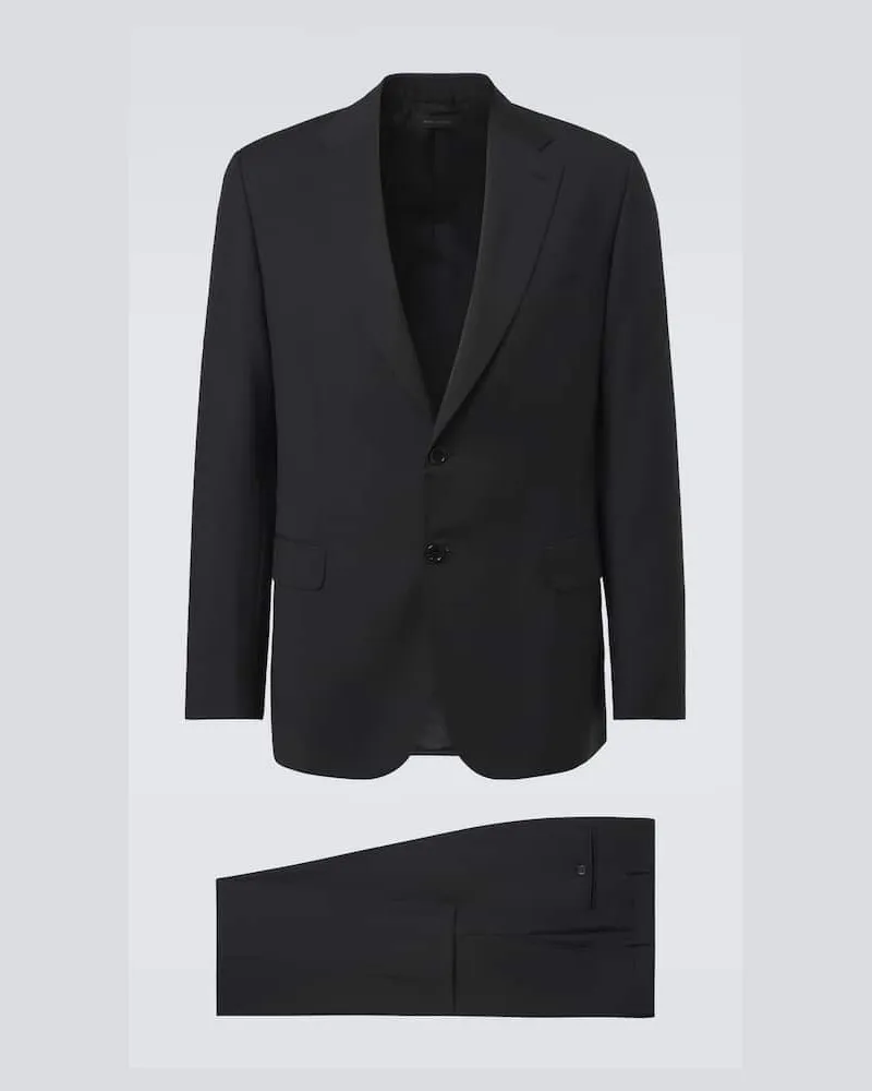 Brioni Anzug aus Wolle und Mohair Schwarz