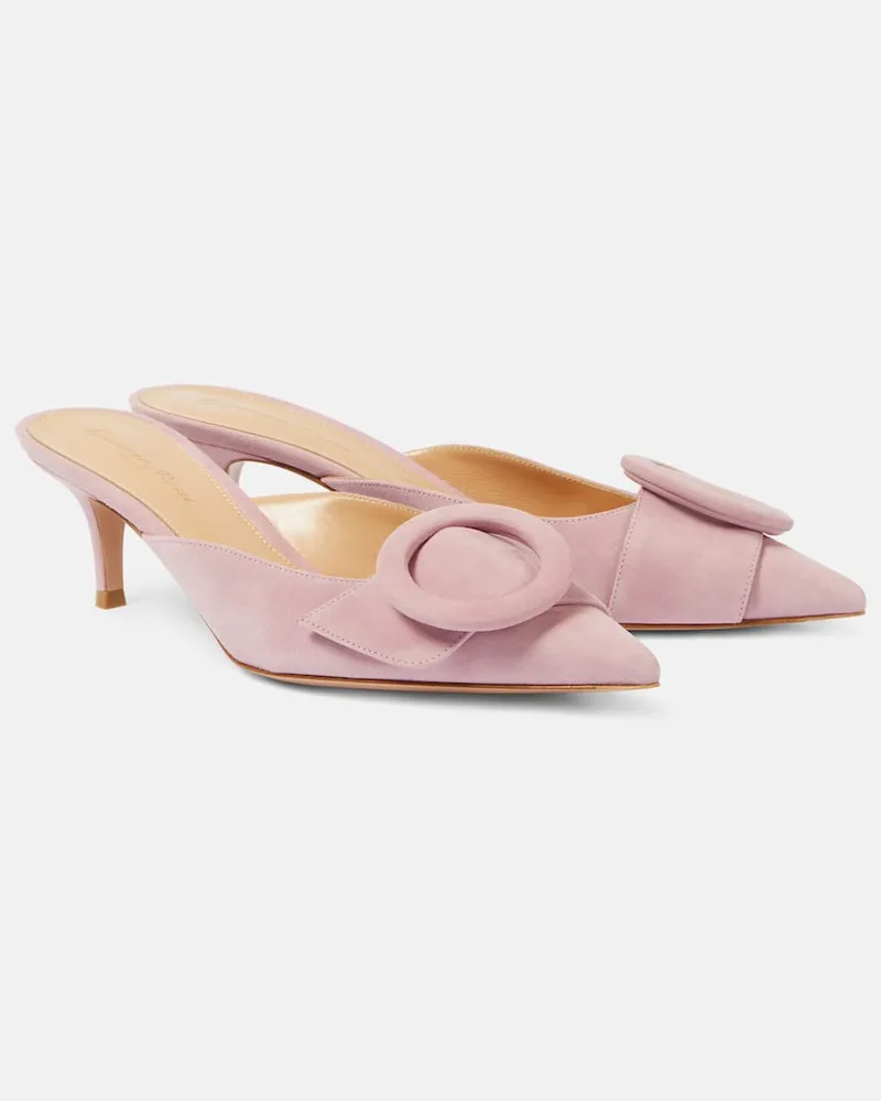 Gianvito Rossi Mules Portofino 55 aus Veloursleder Rosa