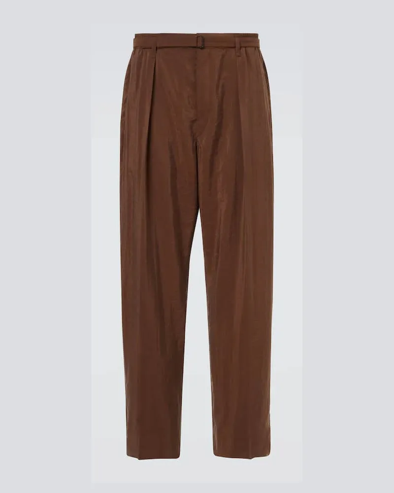 Christophe Lemaire Weite Hose aus einem Seidengemisch Braun