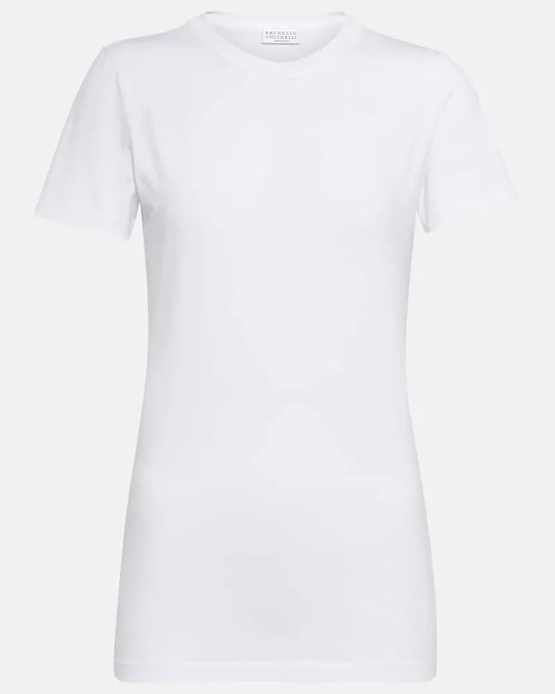 Brunello Cucinelli T-Shirt aus einem Baumwollgemisch Weiß