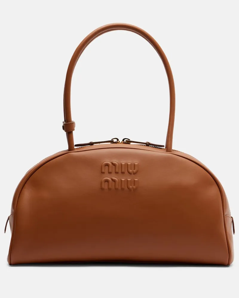 Miu Miu Schultertasche Beau Large aus Leder Braun