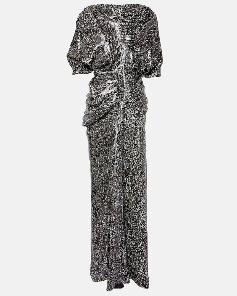 Dries van Noten Robe mit Pailletten Silber