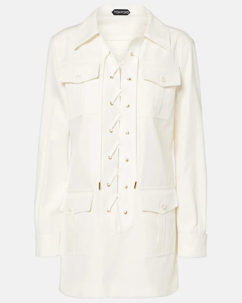 Tom Ford Minikleid aus Baumwolle und Seide Weiß