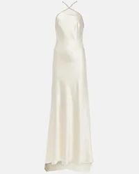 Roland Mouret Bridal Verzierte Robe aus Satin Weiss