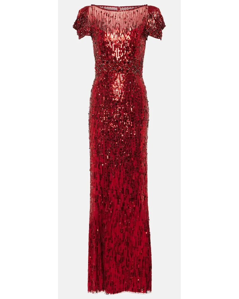 Jenny Packham Robe Sungem mit Pailletten Rot