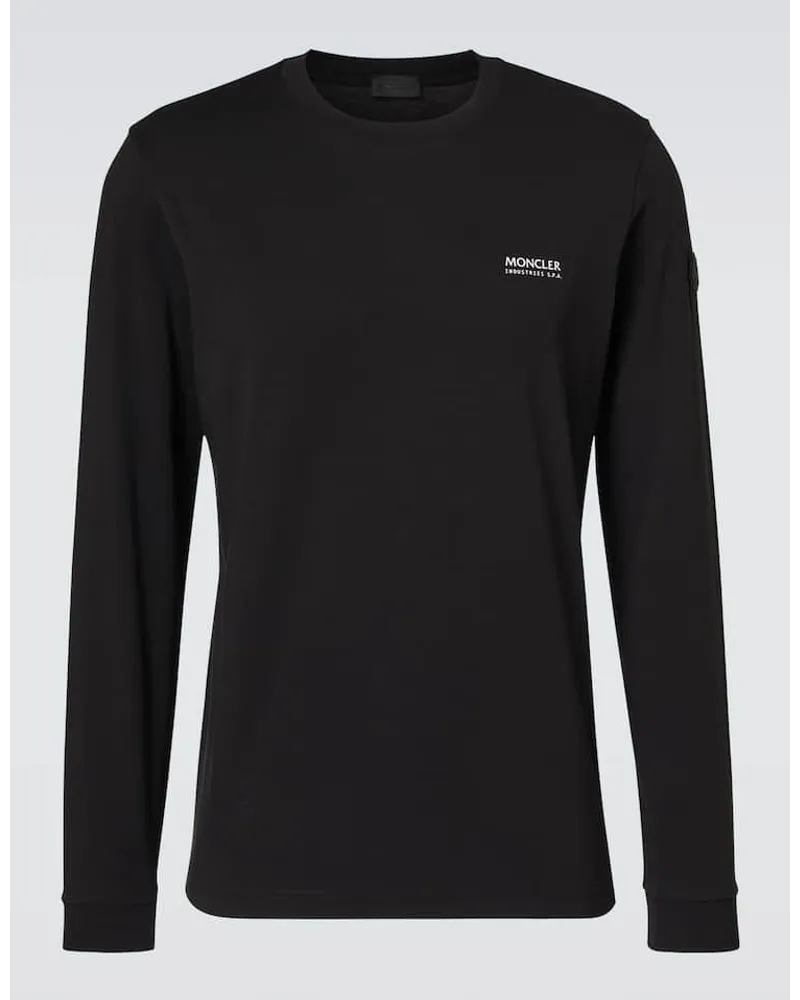 Moncler Longsleeve aus Baumwoll-Jersey Schwarz