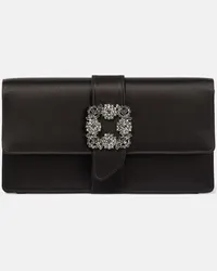 Manolo Blahnik Verzierte Clutch Capri aus Satin Schwarz