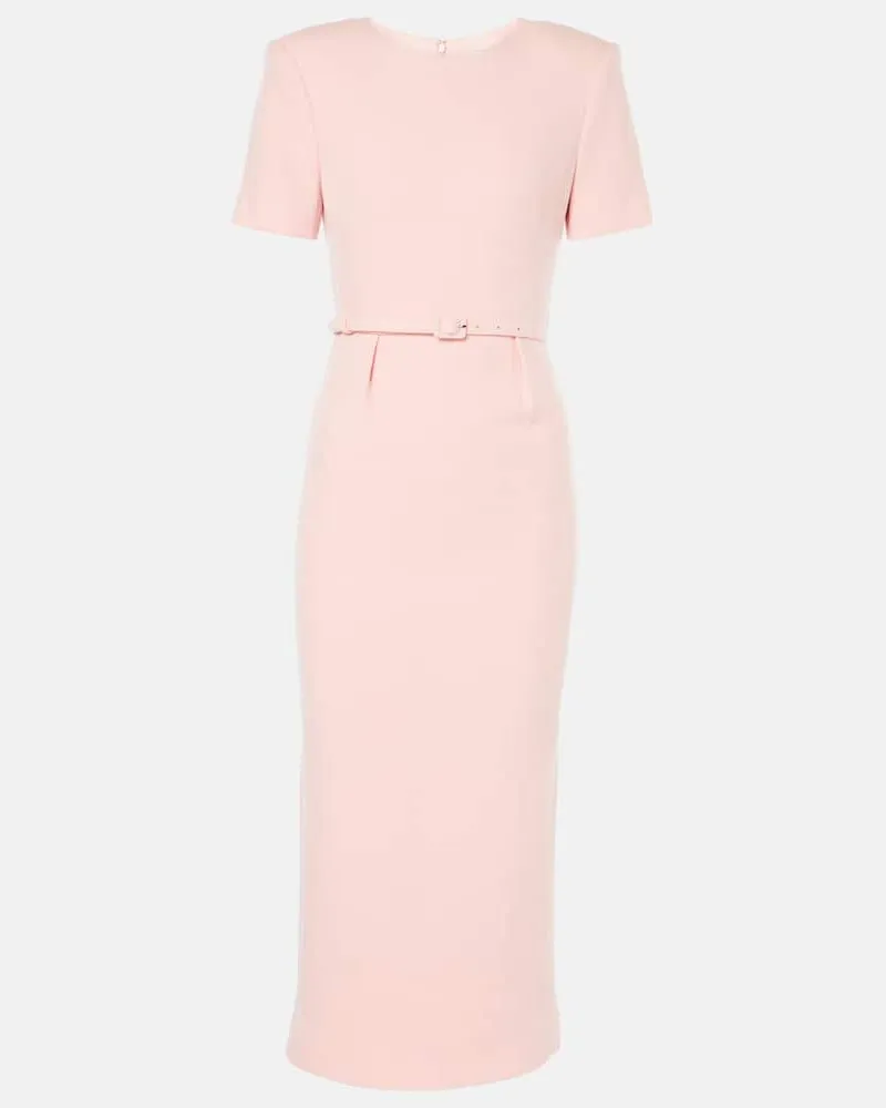 Roland Mouret Midikleid aus Woll-Crêpe Rosa