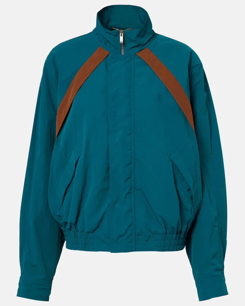 Saint Laurent Jacke Cassandre aus Faille Blau