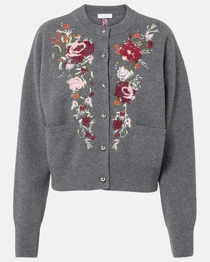 Paco Rabanne Bestickter Cardigan aus Wolle und Kaschmir Grau
