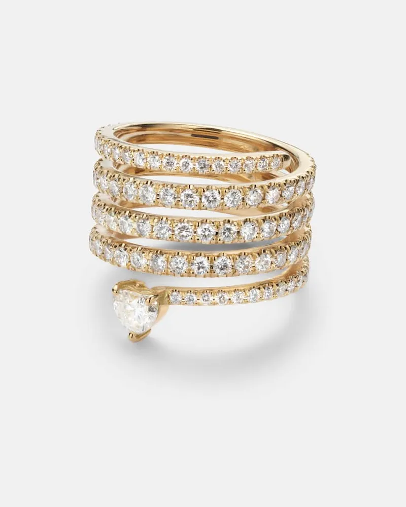 SHAY Ring Spiral Heart aus 18kt Gelbgold mit Diamanten Gold