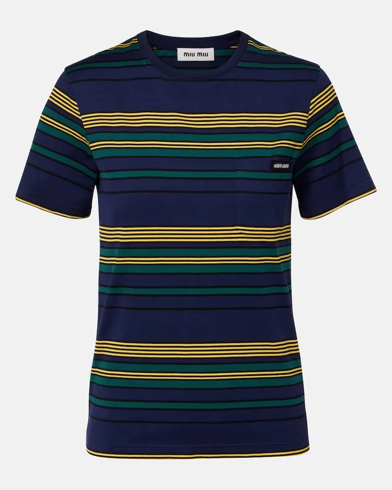 Miu Miu T-Shirt aus Baumwoll-Jersey Blau