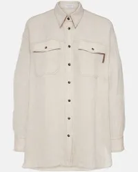 Brunello Cucinelli Oversize-Hemd aus Leinen Beige