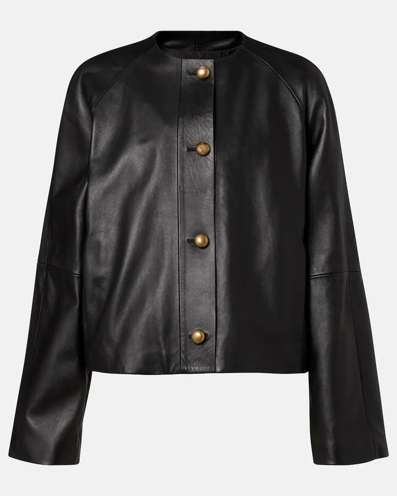 Max Mara Jacke Bouquet aus Leder Schwarz