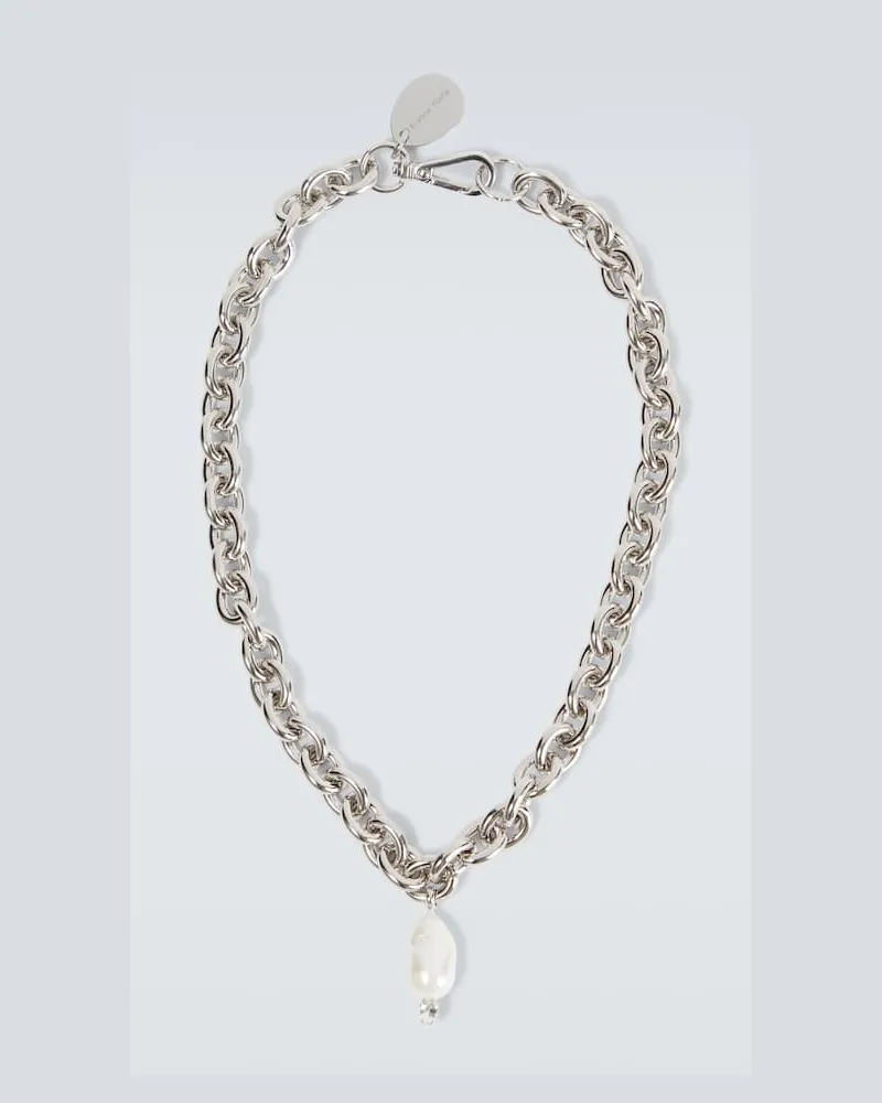 Simone Rocha Halskette mit Zierperle und Kristall Silber