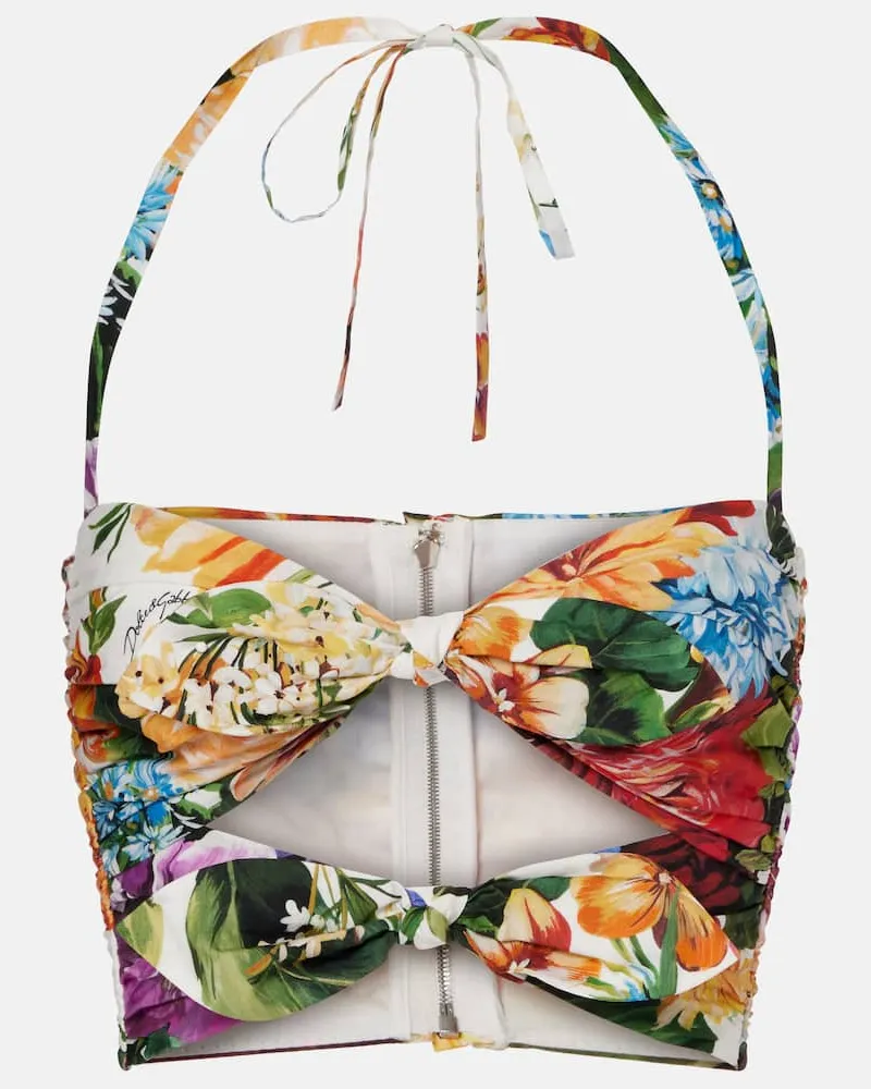 Dolce & Gabbana Bedrucktes Cropped-Top aus Baumwolle Multicolor