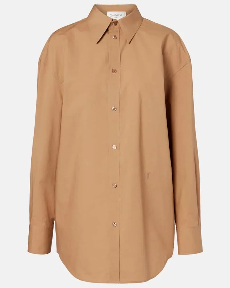 Saint Laurent Hemd aus Baumwollpopeline Beige