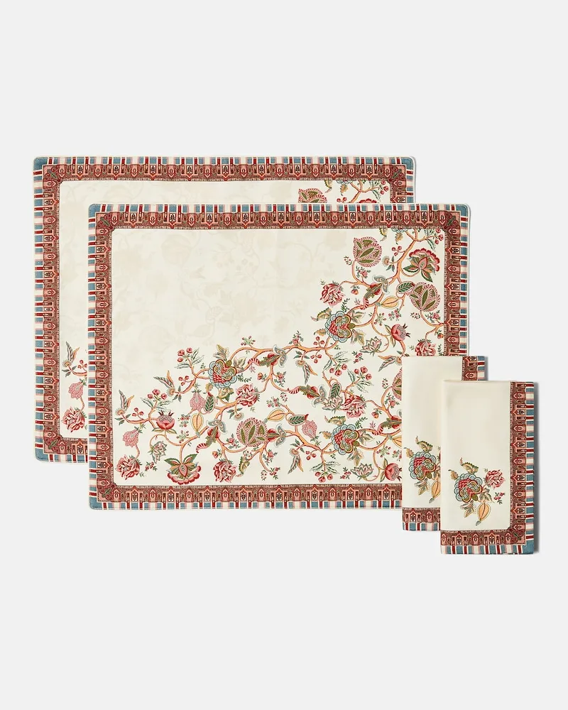 Etro Set Fleur aus zwei Tischsets und Servietten Weiß