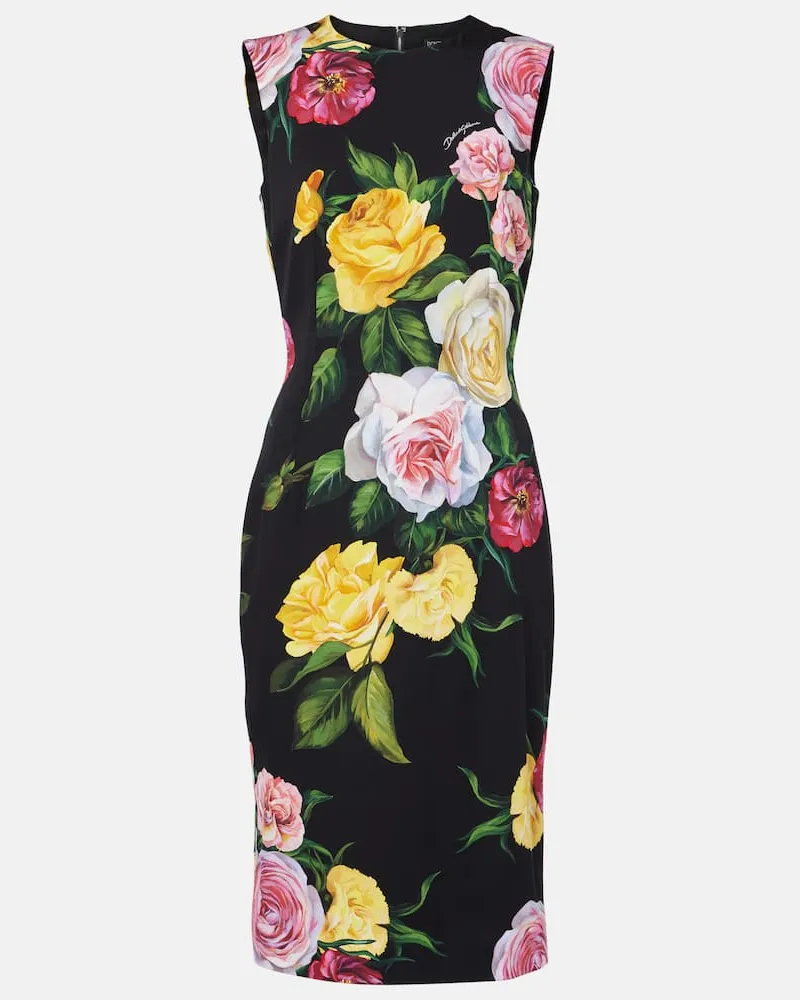 Dolce & Gabbana Midikleid aus einem Seidengemisch Schwarz