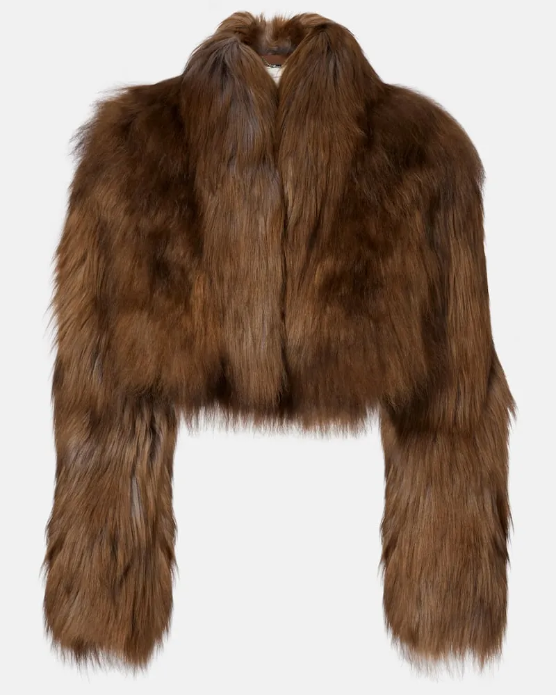 Blumarine Cropped-Jacke aus Shearling Braun