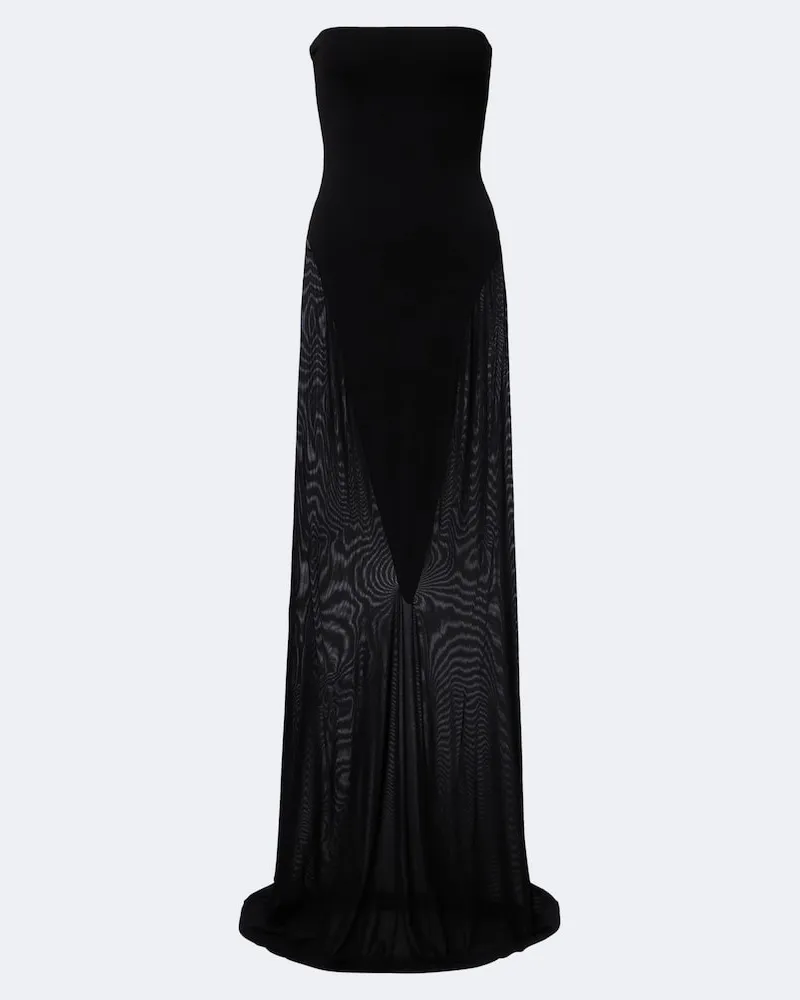 Alaïa Alaïa Maxikleid aus Jersey und Mesh Schwarz