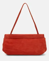 The Row Schultertasche Abby aus Veloursleder Rot