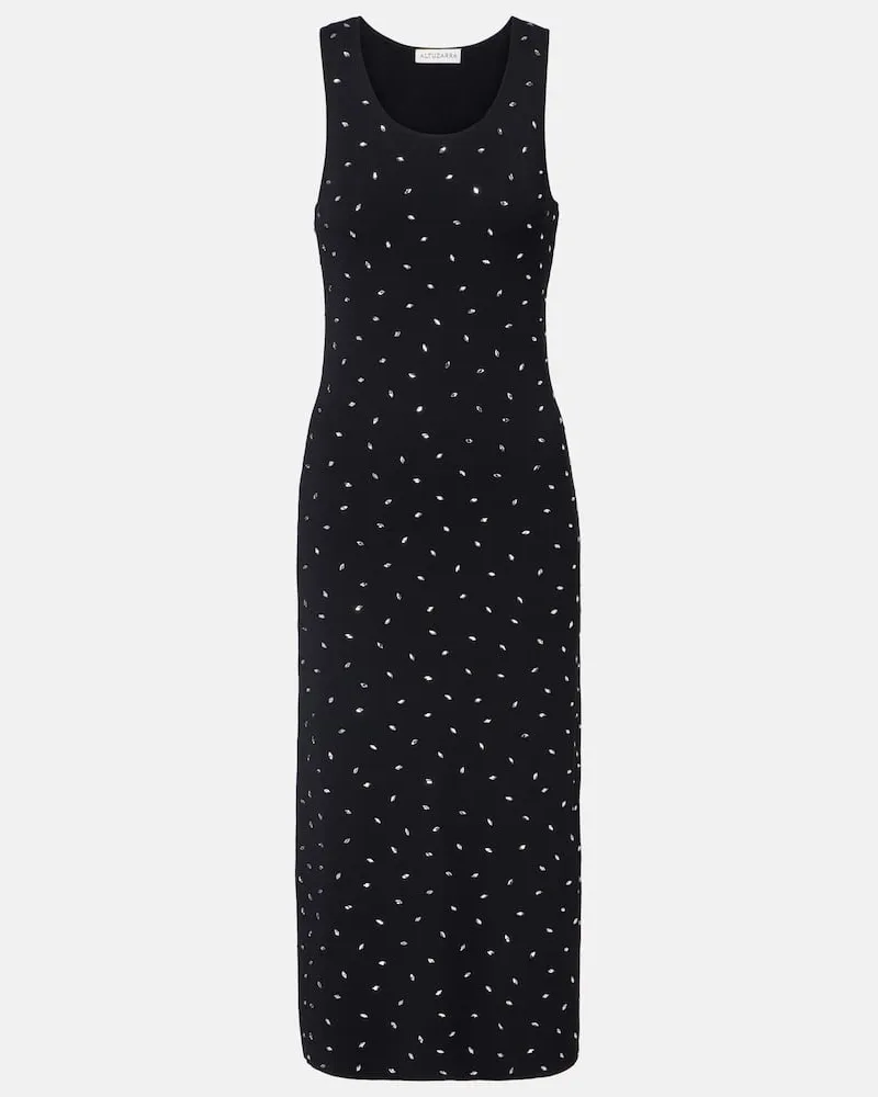 Altuzarra Midikleid Geordie aus Jersey mit Kristallen Schwarz