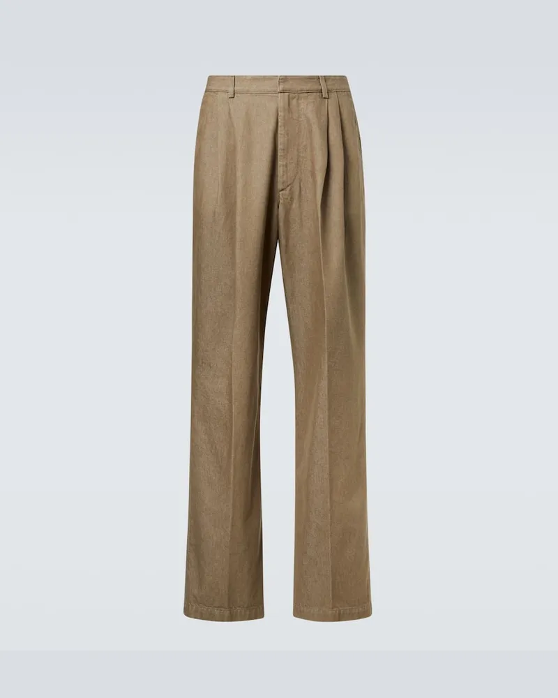 Dries van Noten Weite Hose aus Denim Beige