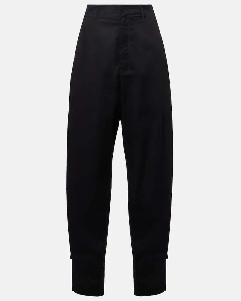 Christophe Lemaire Hose aus Baumwollsatin Schwarz