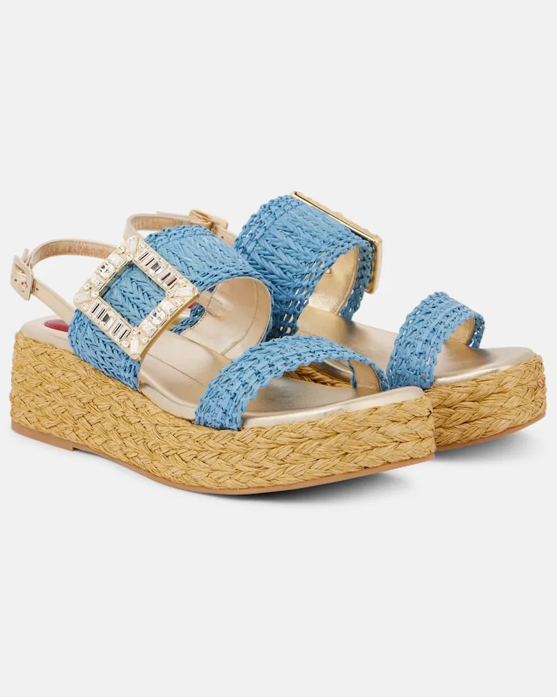 Roger Vivier Slingback-Sandalen Espa 60 aus Raffiabast Blau