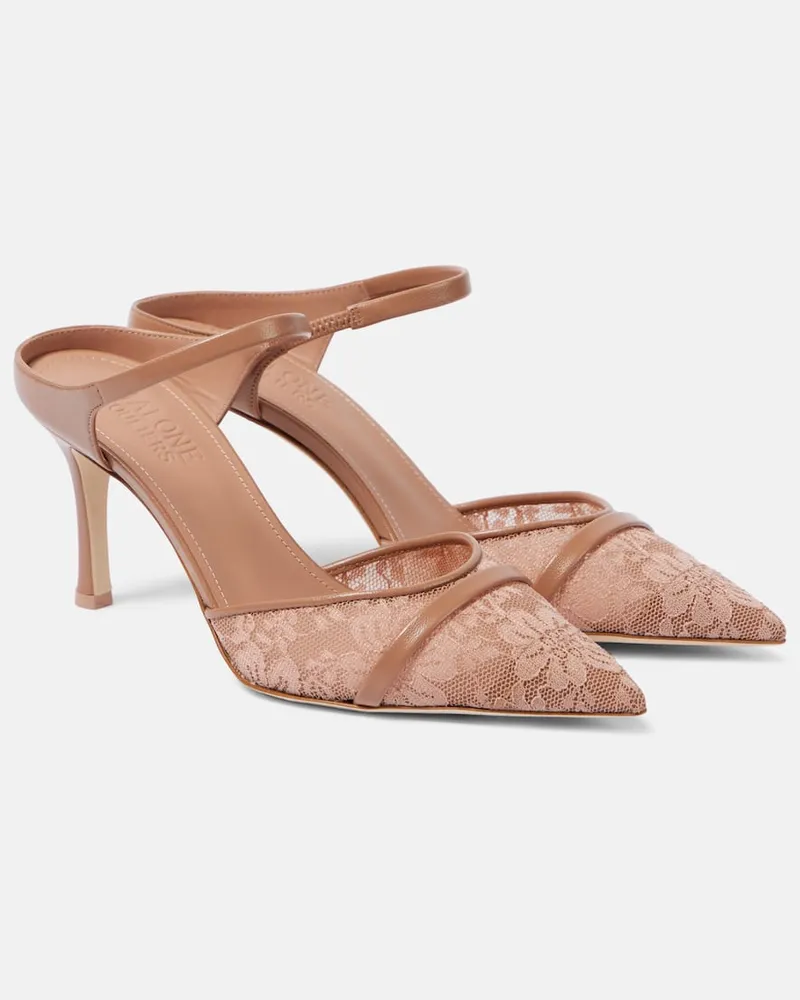 Malone Souliers Mules Uma 80 mit Spitze und Leder Rosa