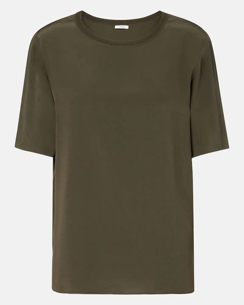 Joseph T-Shirt Rubin aus Seiden-Crêpe Grün