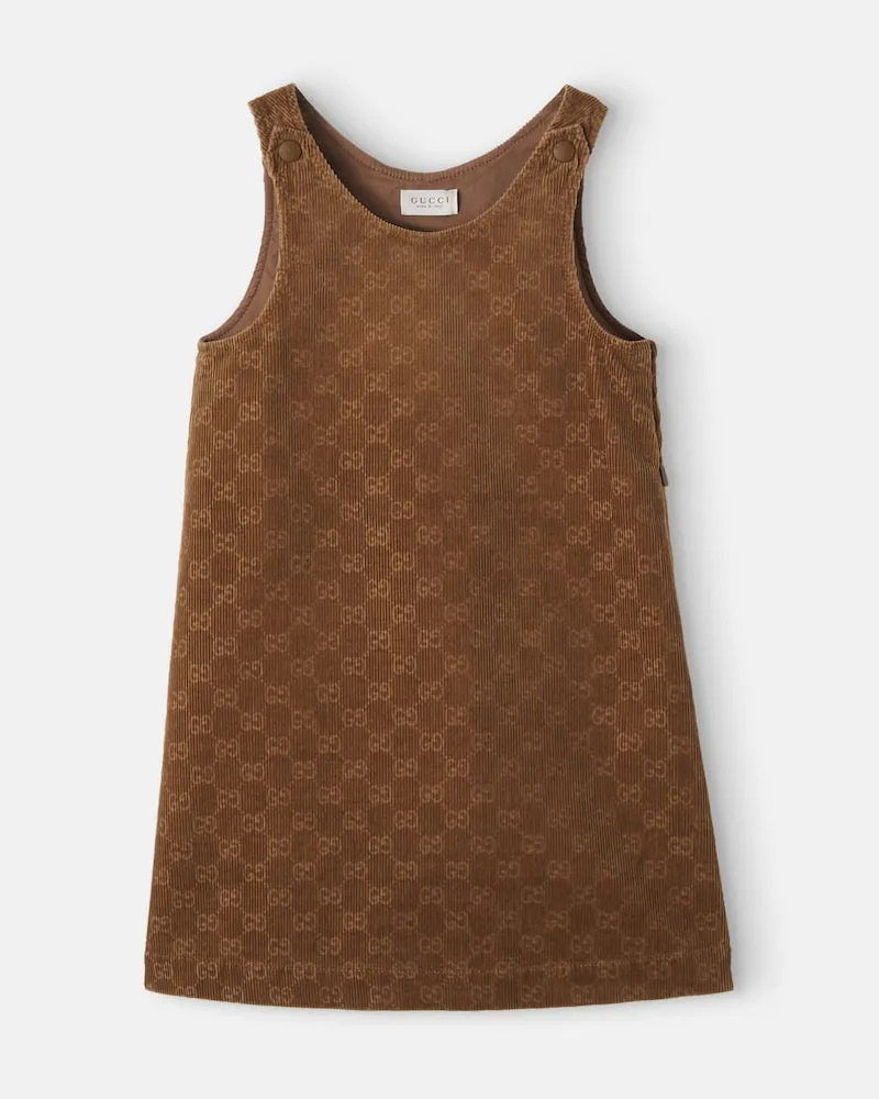 Gucci Kleid GG aus Baumwollcord Braun