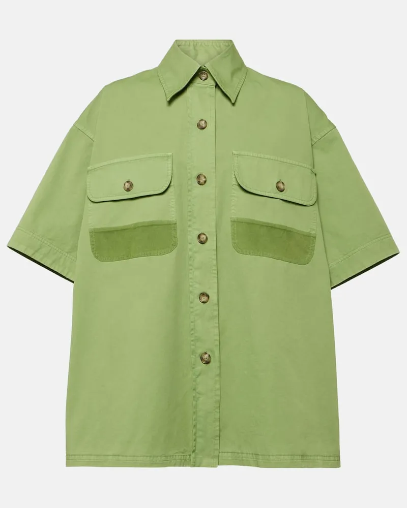 Stella McCartney Oversize-Hemd aus Baumwoll-Canvas Grün