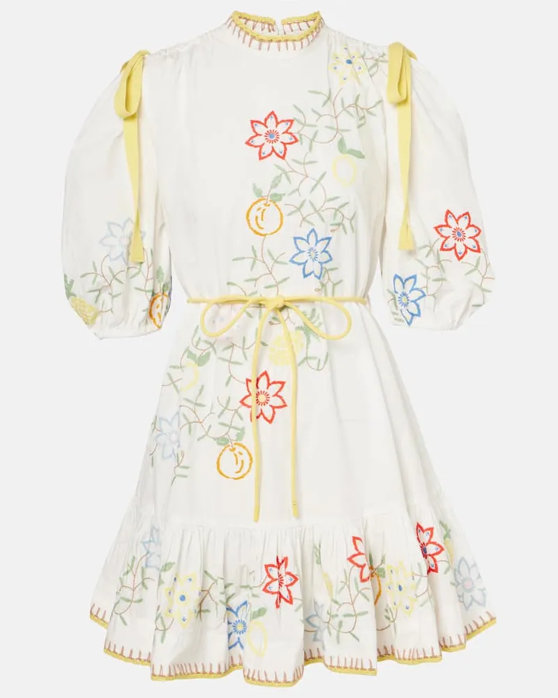 ALEMAIS Alémais Besticktes Minikleid aus Baumwolle Weiß
