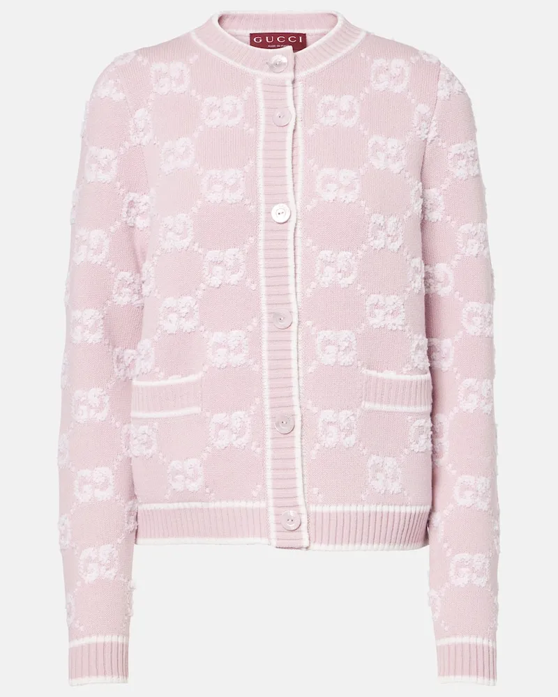 Gucci Cardigan GG aus Woll-Boucle Pink