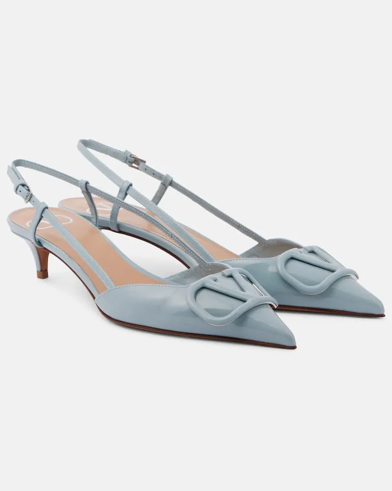 Valentino Garavani Slingback-Pumps VLogo Signature aus Lackleder Blau