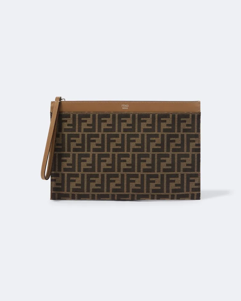 Fendi Etui FF Zucca Medium aus Canvas Braun