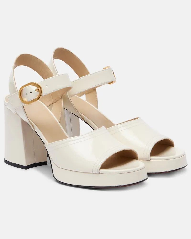 Valentino Garavani Plateausandalen Fawcette 100 aus Leder Weiß