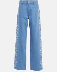 Magda Butrym Bestickte Wide-Leg Jeans Blau