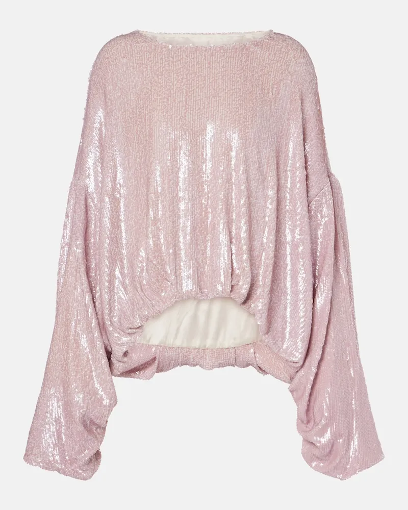 Dries van Noten Top mit Pailletten Rosa