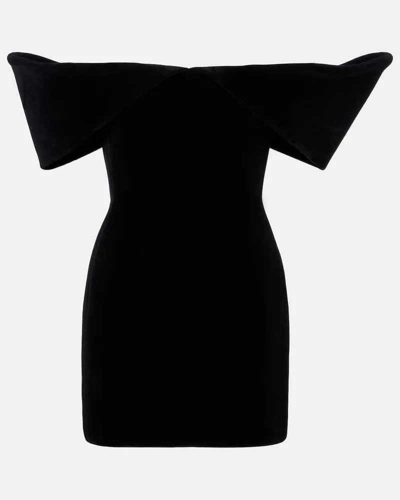 David Koma Off-Shoulder-Minikleid aus Samt Schwarz