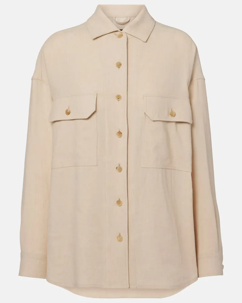 Loro Piana Hemd aus Leinen und Wolle Beige