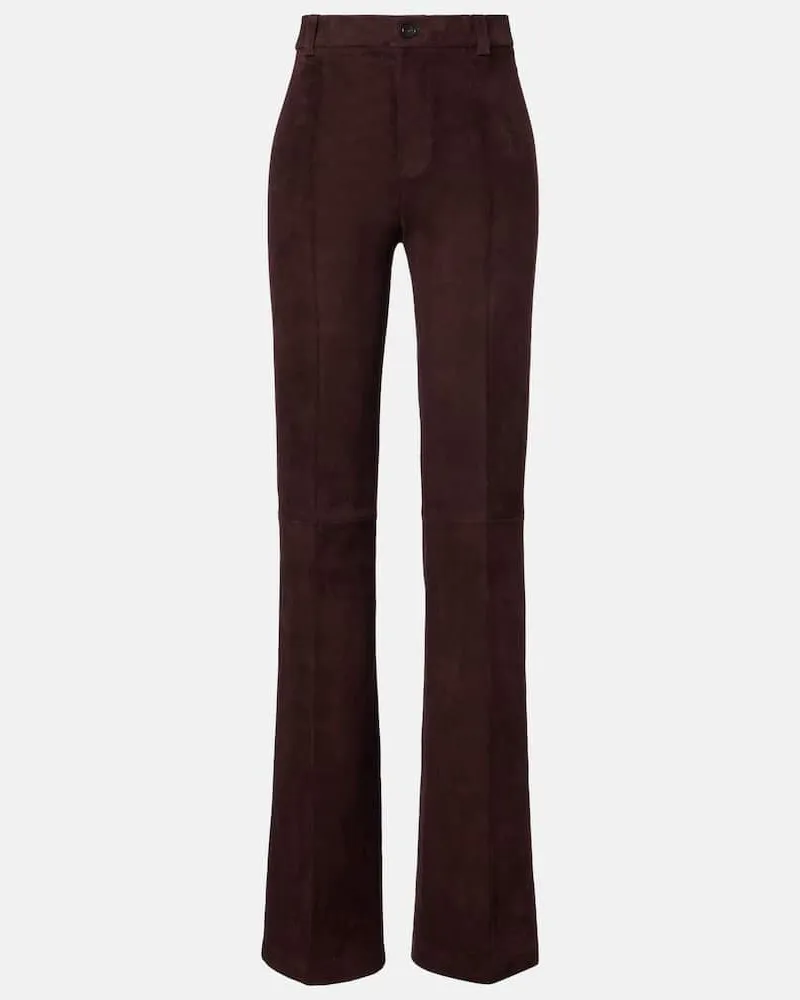 Stouls Weite High-Rise-Hose Lizzy aus Veloursleder Braun