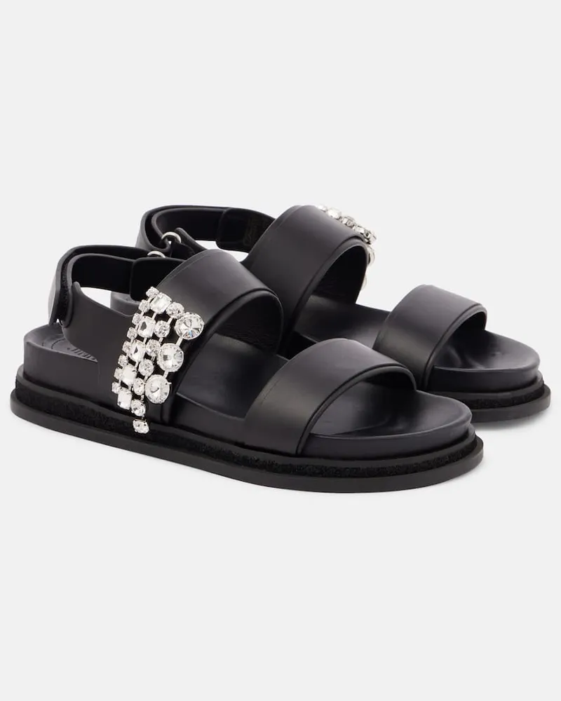 Jimmy Choo Sandalen Verity aus Leder mit Kristallen Schwarz